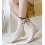 5 Pairs Smiley Face Crew Socks Gift Set–  for Women