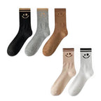 5 Pairs Smiley Face Crew Socks Gift Set–  for Women