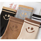 5 Pairs Smiley Face Crew Socks Gift Set–  for Women