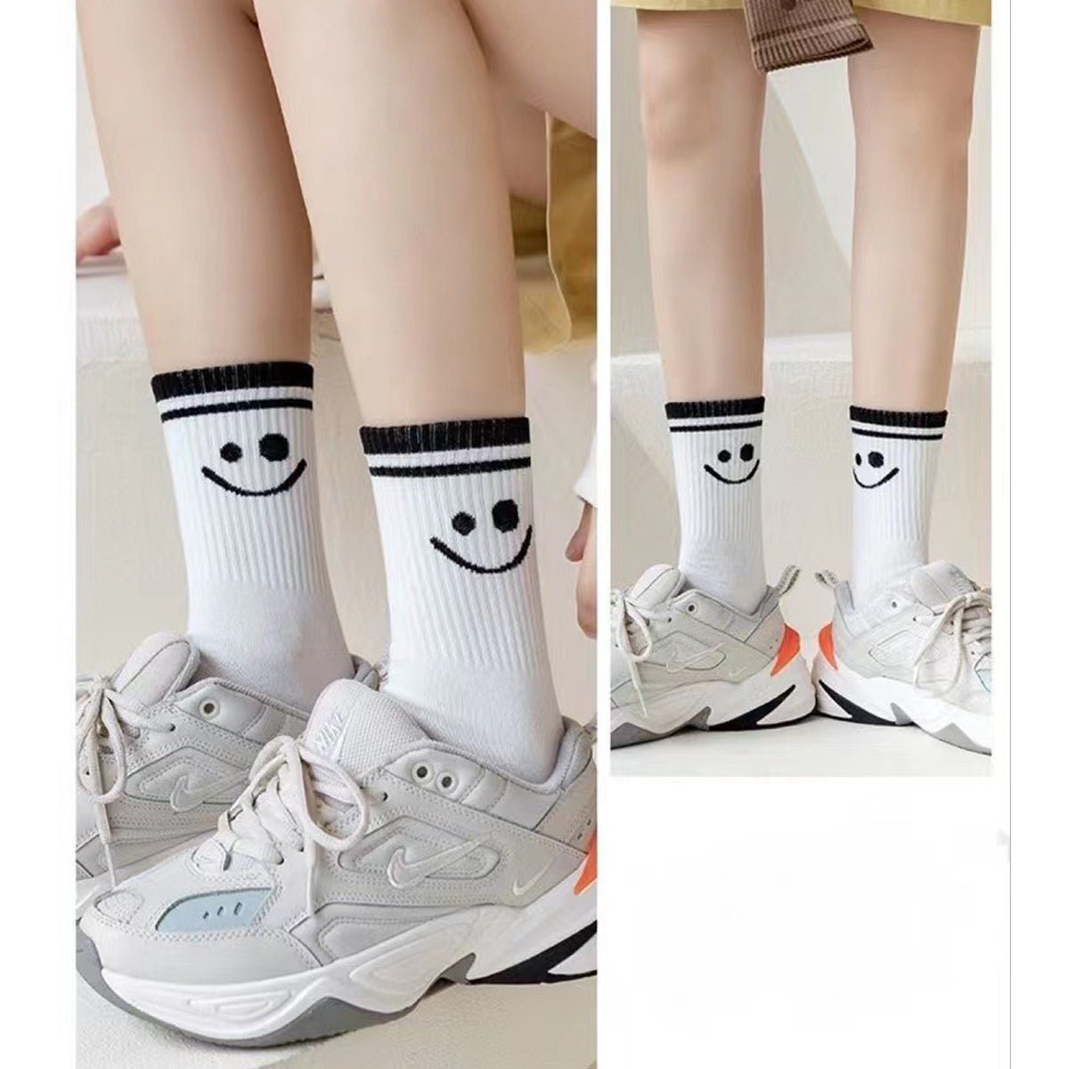 5 Pairs Smiley Face Crew Socks Gift Set–  for Women