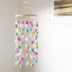 Wooden Ring With Felt Balls Wind Chimes Newborn Baby Bed Bell Pendant Kids Room Decoration Wooden Wind Chime Bed Bell Nursery Mobile Crib Bed Bell Wall Hanging Ornament