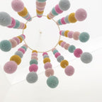 Wooden Ring With Felt Balls Wind Chimes Newborn Baby Bed Bell Pendant Kids Room Decoration Wooden Wind Chime Bed Bell Nursery Mobile Crib Bed Bell Wall Hanging Ornament