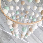 Wooden Ring With Felt Balls Wind Chimes Newborn Baby Bed Bell Pendant Kids Room Decoration Wooden Wind Chime Bed Bell Nursery Mobile Crib Bed Bell Wall Hanging Ornament