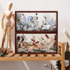 "Micro Landscape Frame" - Real Preserved Flower Mini Garden Shadow Box (Panoramic Desk Decor)