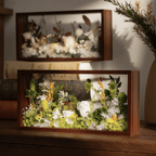 "Micro Landscape Frame" - Real Preserved Flower Mini Garden Shadow Box (Panoramic Desk Decor)